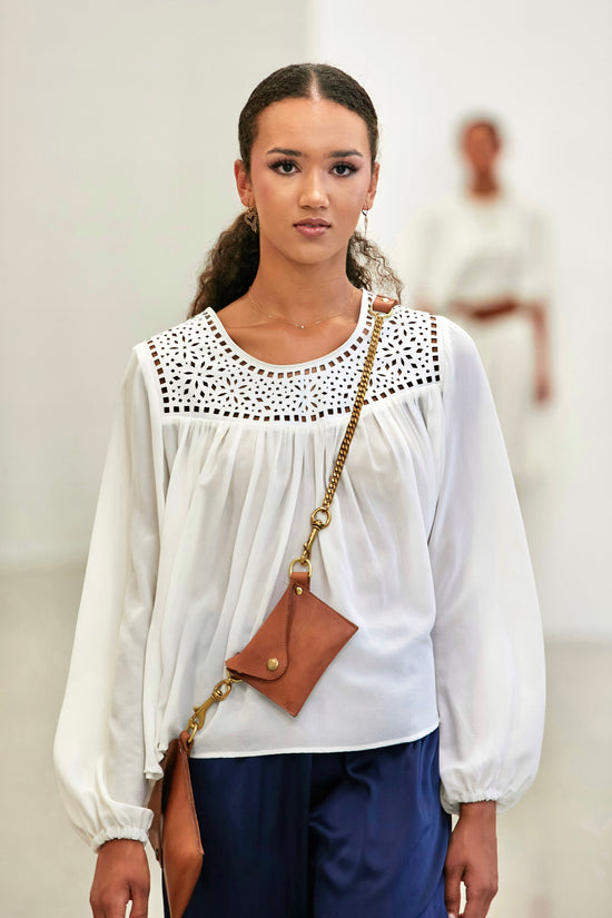 Image Title Lily Shirt - Leather Lace and Silk Crepe De Chine